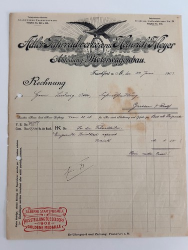 Briefkopf rechnung 1903 adler - briefkopf/,