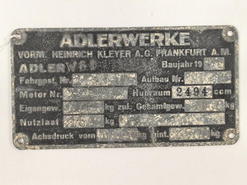 Adlerwerke typenschild von - "adlerwerke",