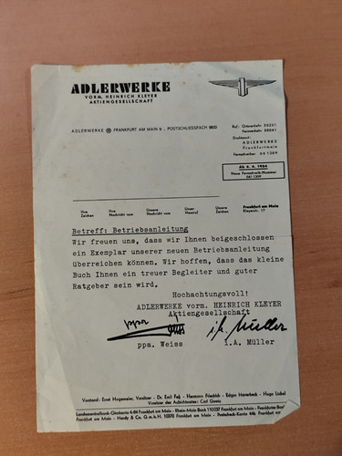 Adlerwerke schreiben - schreiben, zu